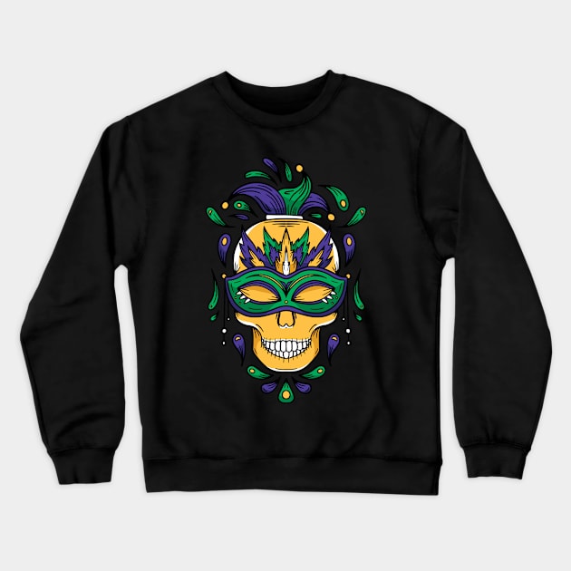 Mardi Gras Skull Crewneck Sweatshirt by BurunduXX-Factory